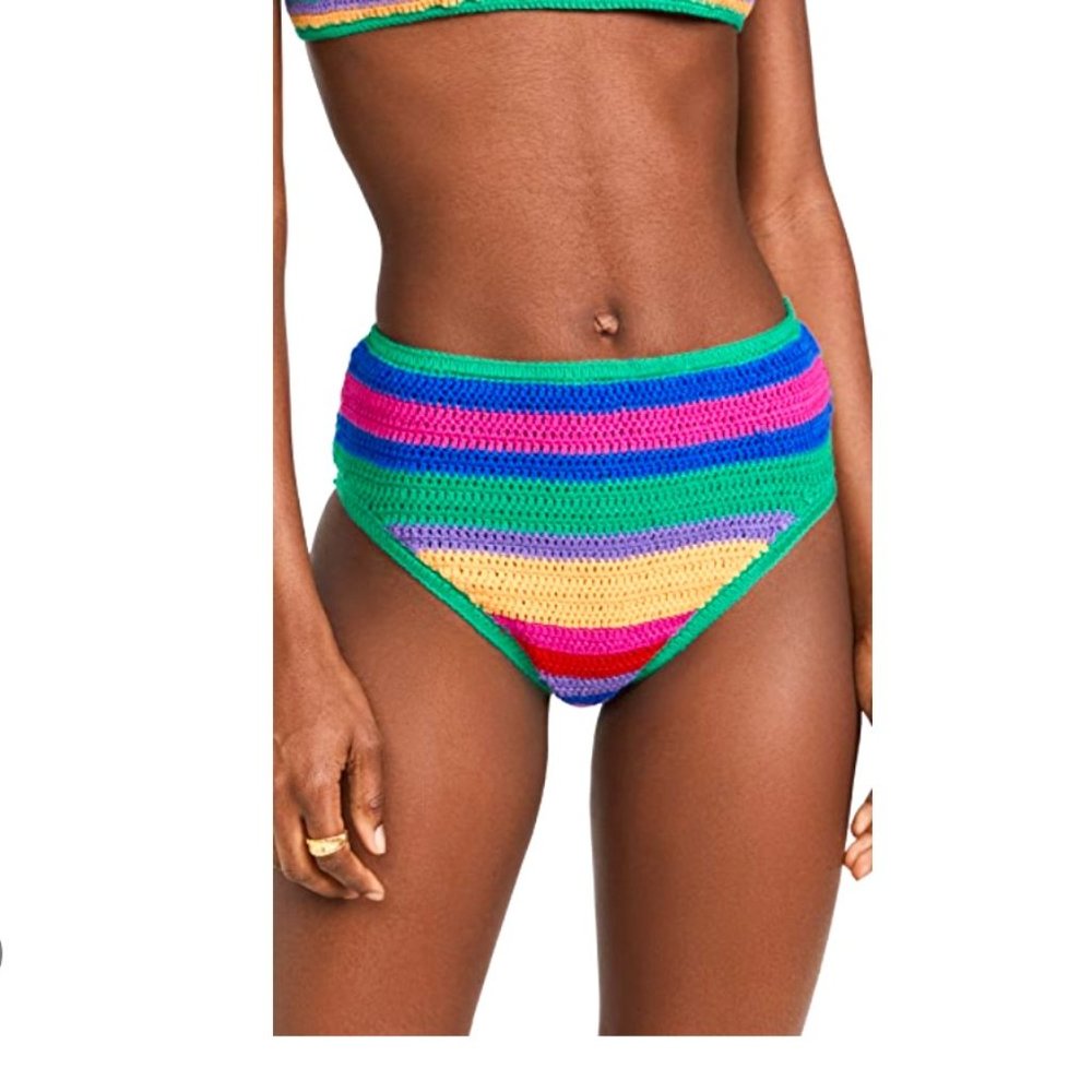 FARM RIO  Bruna's Stripes Crochet Bikini Bottom